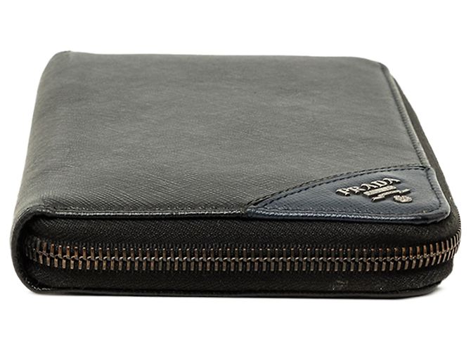 Prada Black Saffiano Long Wallet mit Rundum-Reißverschluss - Ansicht 3