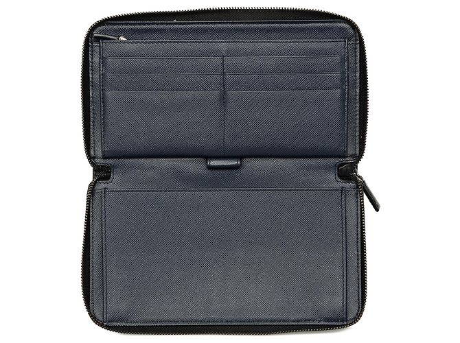 Prada Black Saffiano Long Wallet mit Rundum-Reißverschluss - Ansicht 4