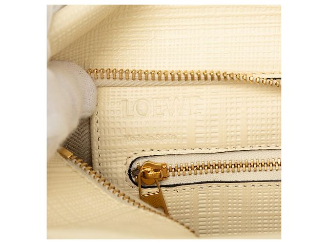 Borsa Shopper Anagram LOEWE in lino e vitello goffrato marrone - vista 5