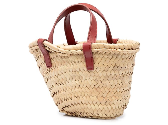 Céline Celine Beige Nano Raffia Cuir Triomphe Classic Panier Tote - vista 2