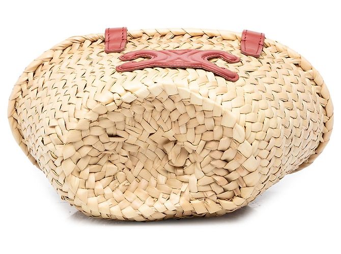 Céline Celine Beige Nano Raffia Cuir Triomphe Classic Panier Tote - vista 3