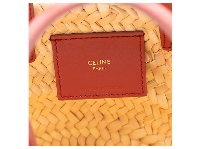 Céline Celine Beige Nano Raffia Cuir Triomphe Classic Panier Tote - vista 5