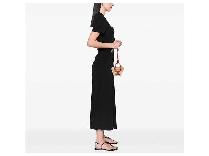 Céline Celine Beige Nano Raffia Cuir Triomphe Classic Panier Tote - vista 6