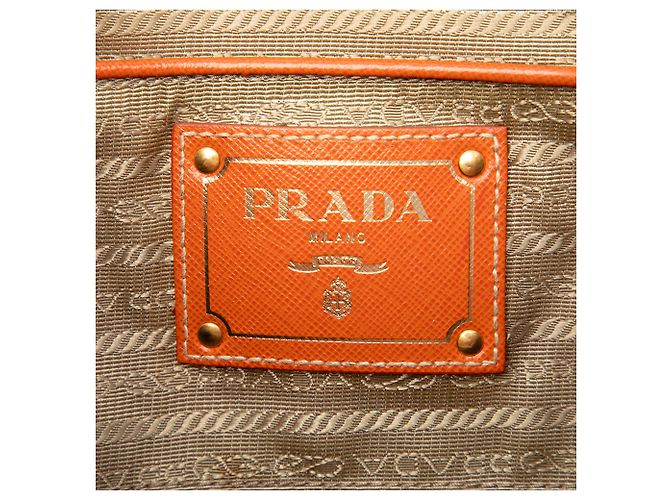 Bolsa Satchel Prada em lona Canapa com logo e acabamento em Saffiano marrom - vista 5