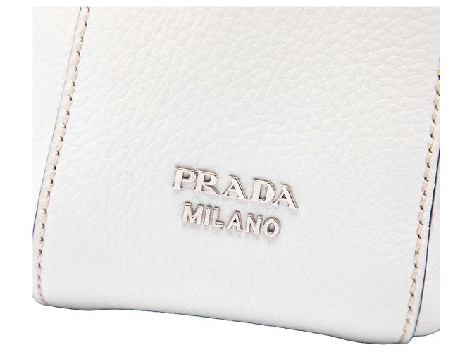 Borsa a tracolla Prada White Vitello Daino con catena e occhielli - vista 5
