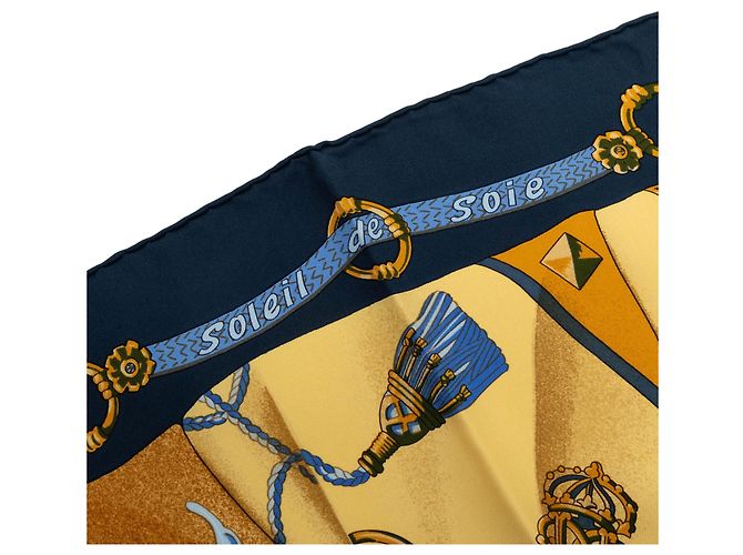 Lenço de seda Hermès Yellow Soleil de Soie 90 - vista 6