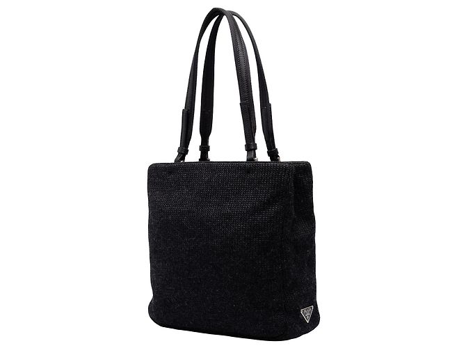 Tote Prada em lã tricotada preta - vista 2