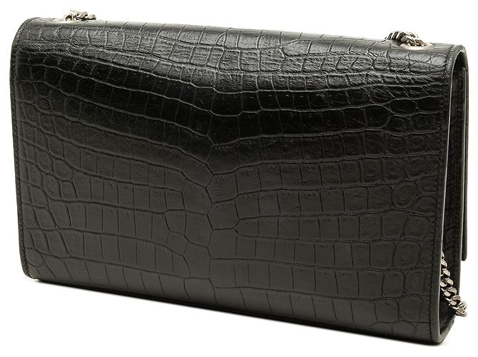 Autre Marque Saint Laurent Black Medium Croc Embossed Leather Monogram Kate Tassel Crossbody - view 2