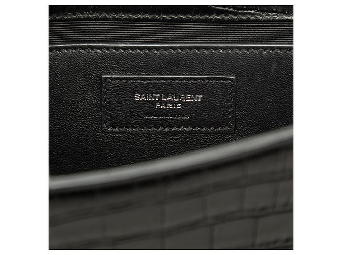 Autre Marque Saint Laurent Black Medium Croc Embossed Leather Monogram Kate Tassel Crossbody - view 5