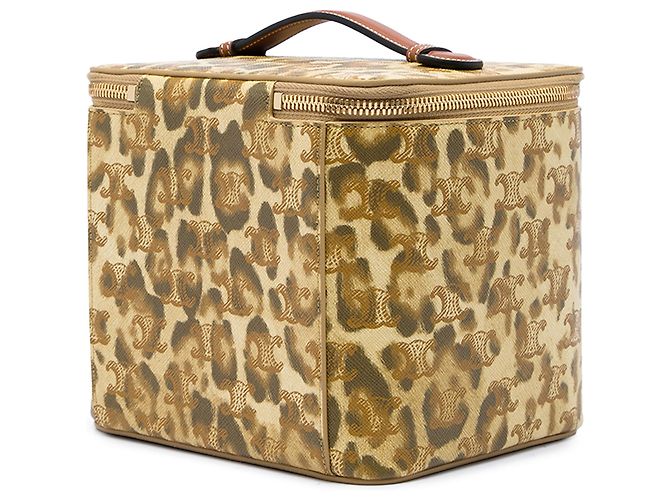 Céline Celine Beige Triomphe Coated Canvas Leopard Print Vanity Case - Ansicht 2