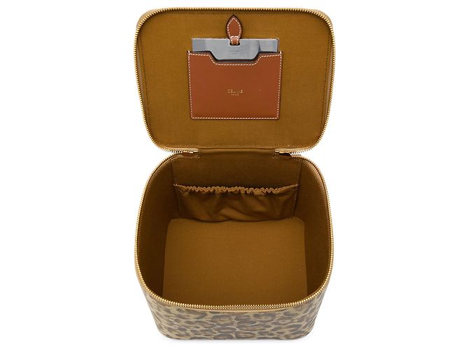 Céline Celine Beige Triomphe Coated Canvas Leopard Print Vanity Case - Ansicht 5