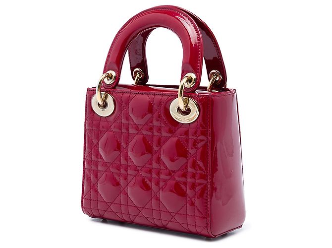 Dior Red Mini Patent Cannage Lady Dior - vista 2