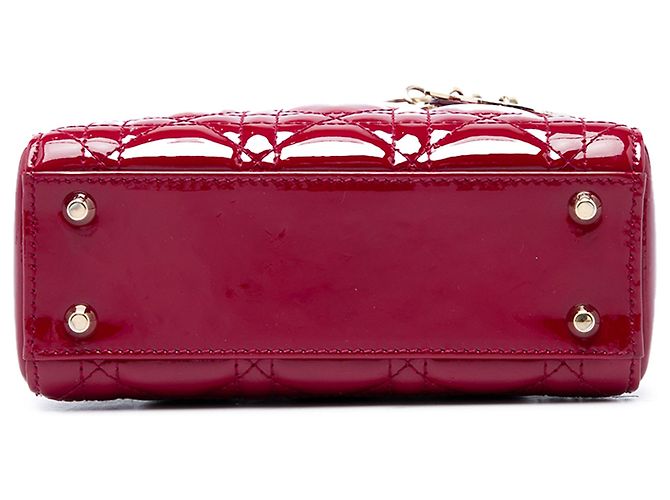 Dior Red Mini Patent Cannage Lady Dior - vista 3