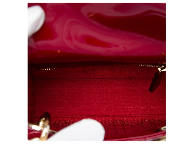 Dior Red Mini Patent Cannage Lady Dior - vista 4