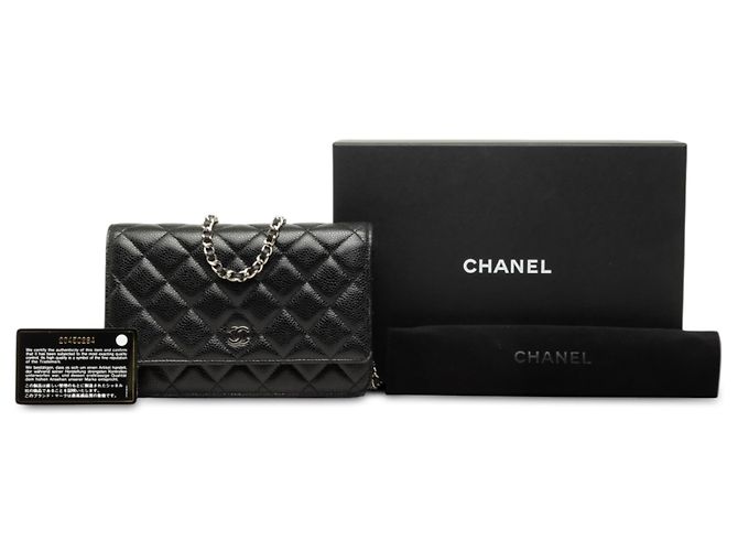 Chanel Black CC Quilted Caviar Wallet on Chain - vista 11