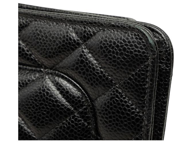 Chanel Black CC Quilted Caviar Wallet on Chain - vista 7