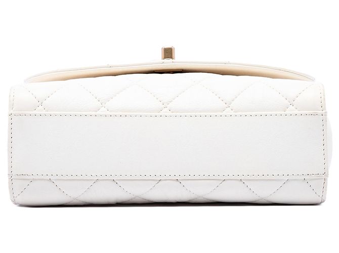 Chanel Mini Quilted Crumpled Lambskin CC Links Top Handle Flap Weiß - Ansicht 3