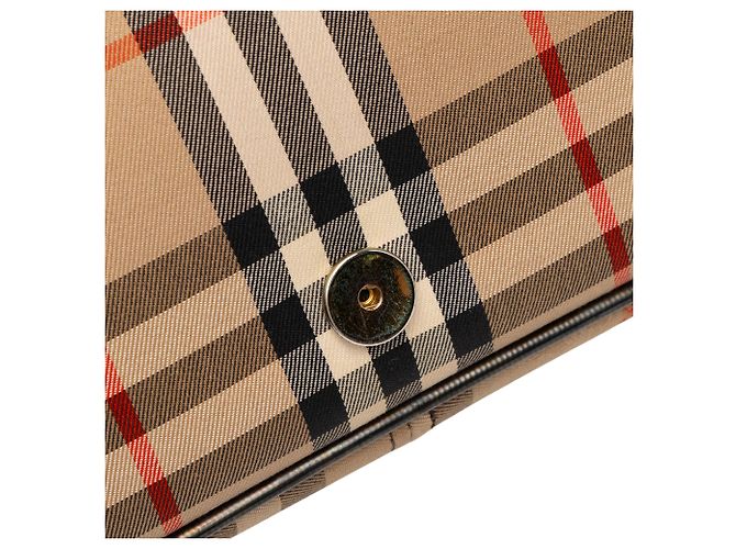 Sac à épaule Burberry Beige Haymarket Check Canvas - vue 7