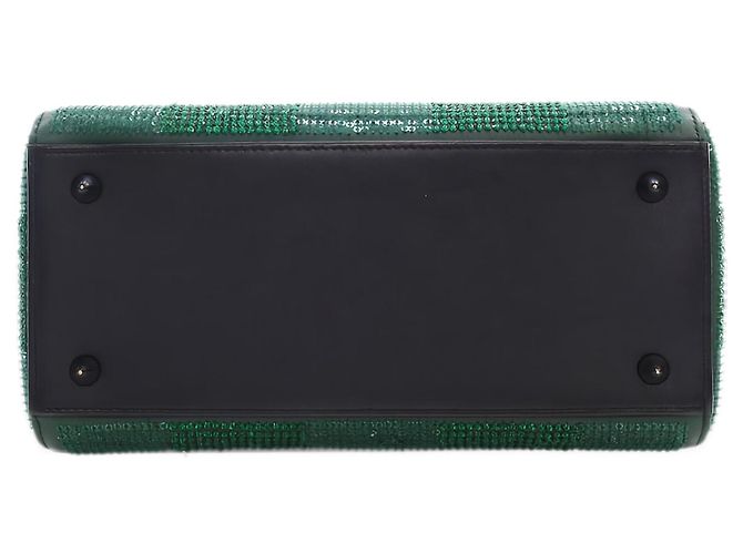 Dior Green Medium Crystal Embellished Calfskin Checkered Lady Dior - vue 3