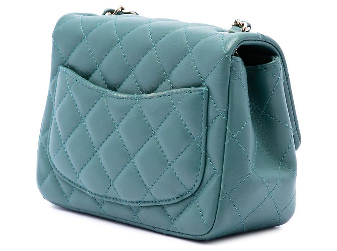 Chanel Green Mini Square Classic Lambskin Single Flap - vista 2