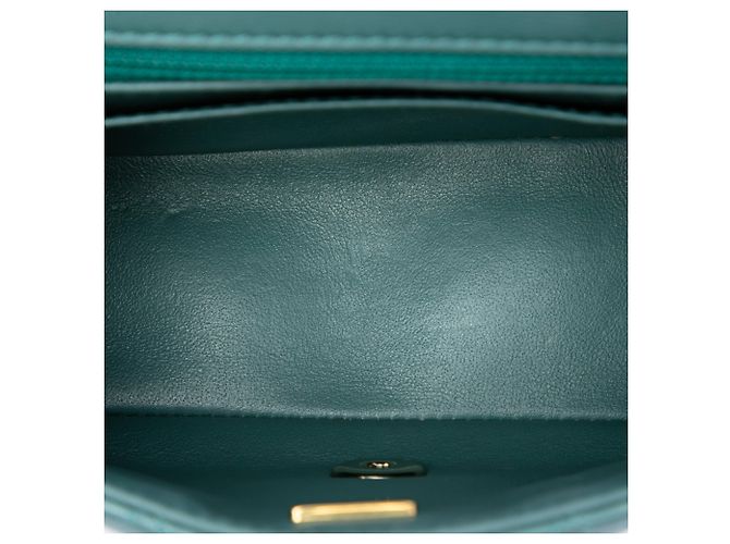 Chanel Green Mini Square Classic Lambskin Single Flap - vista 4