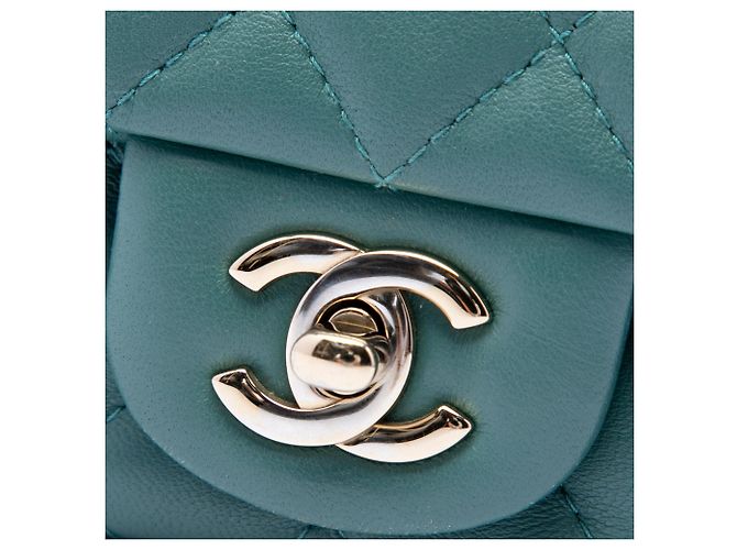 Chanel Green Mini Square Classic Lambskin Single Flap - vista 5