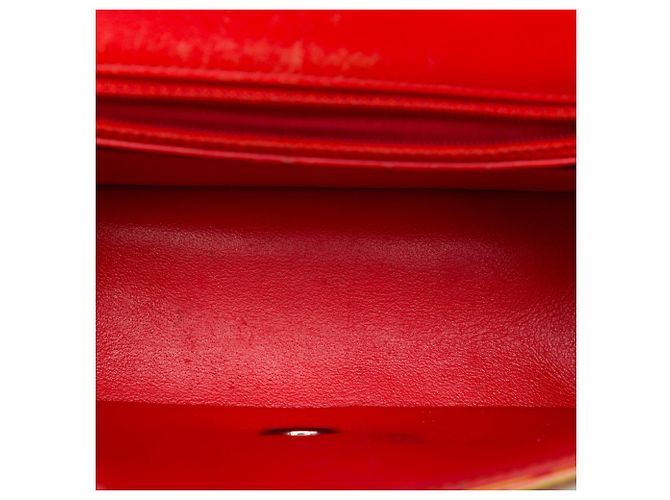 Chanel Orange Mini Square Classic Patent Striped Single Flap - vista 4