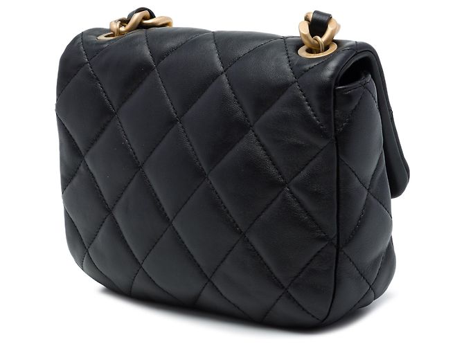 Chanel Mini Quilted Lambskin Lacquered Chain Flap Schwarz - Ansicht 2