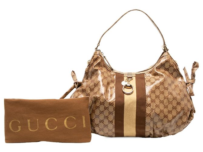 Borsa a tracolla Gucci Beige GG Crystal Horsebit Web - vista 6