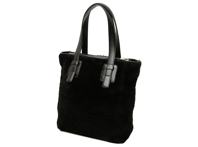 Tote LOEWE em pele de carneiro preta com Anagrama e fecho vertical - vista 2