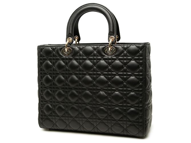 Dior Black Large Lambskin Cannage Lady Dior - vista 2