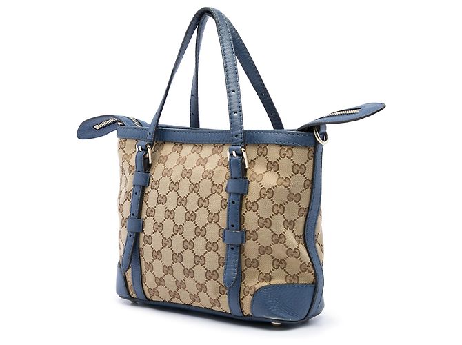 Sac Satchel Gucci en toile GG beige - vue 2