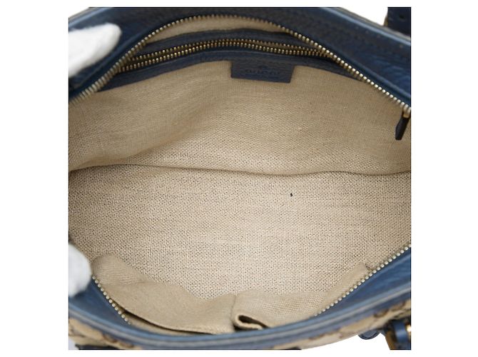 Sac Satchel Gucci en toile GG beige - vue 4