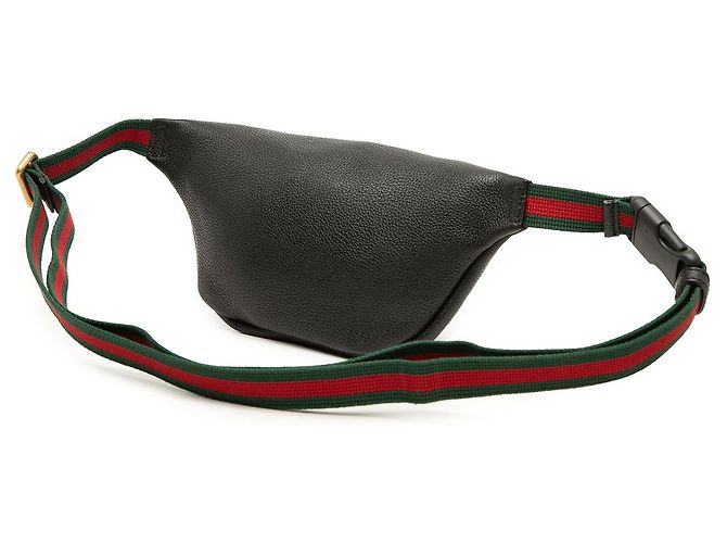 Bolso cinturón Gucci Black Small Grained Calfskin Web Logo - vista 2