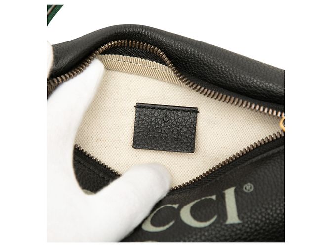 Bolso cinturón Gucci Black Small Grained Calfskin Web Logo - vista 5