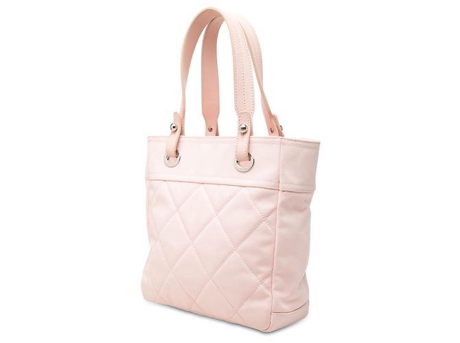 mala Chanel Paris Biarritz Small em lona acolchoada rosa - vista 2