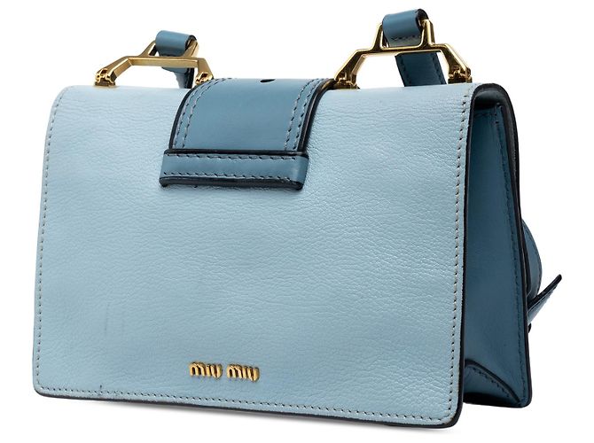 Borsa a tracolla Miu Miu Blue Goatskin Madras Soft Calf con cristalli - vista 2
