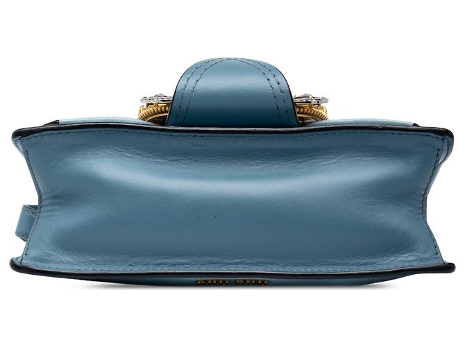 Borsa a tracolla Miu Miu Blue Goatskin Madras Soft Calf con cristalli - vista 3