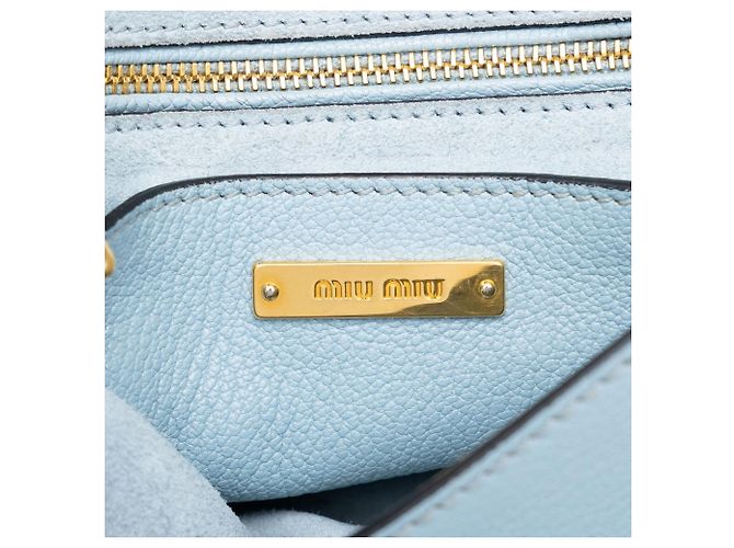 Borsa a tracolla Miu Miu Blue Goatskin Madras Soft Calf con cristalli - vista 5