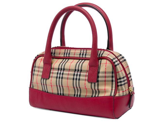 Borsa Satchel Burberry Beige Haymarket Check Canvas - vista 2