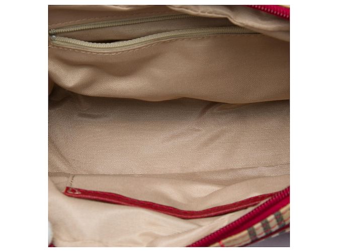 Borsa Satchel Burberry Beige Haymarket Check Canvas - vista 4