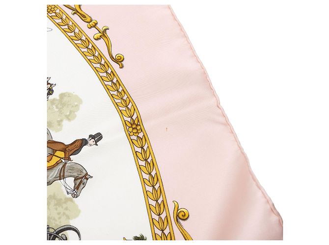 Foulard di seta Hermès Pink La Promenade De Longchamps 90 - vista 5