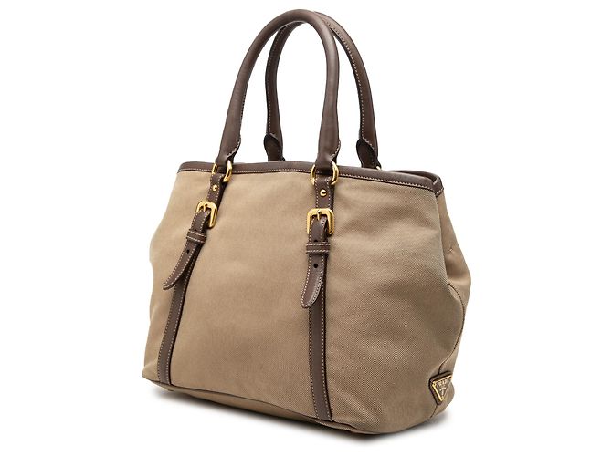Prada Beige Canvas Canapa Logo Bow Satchel - Ansicht 2