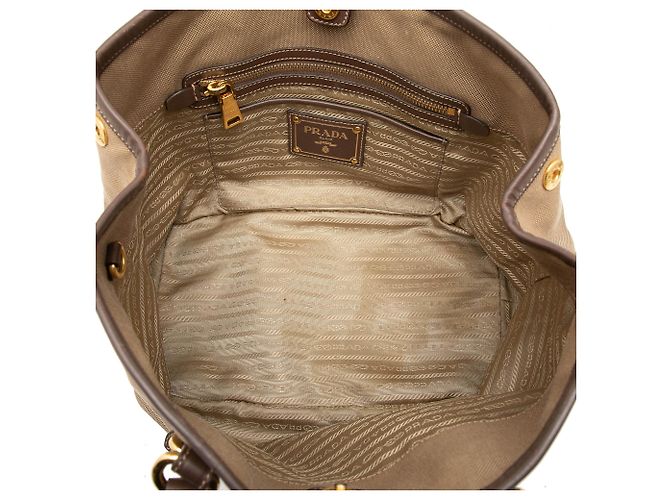 Prada Beige Canvas Canapa Logo Bow Satchel - Ansicht 4