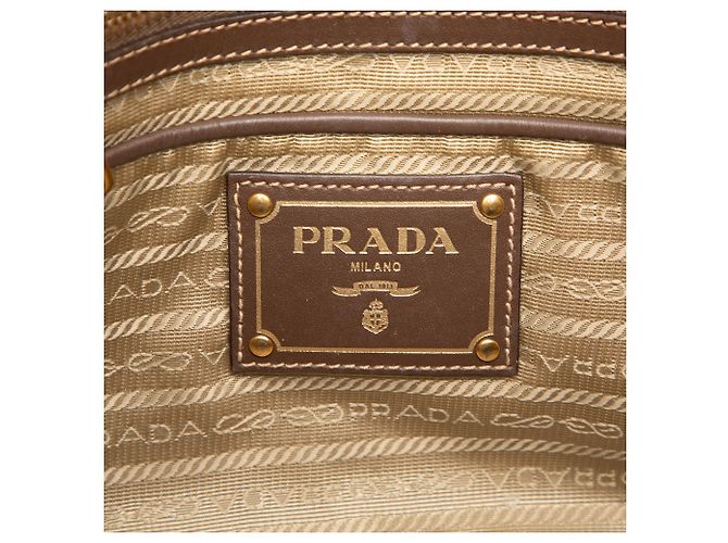 Prada Beige Canvas Canapa Logo Bow Satchel - Ansicht 5