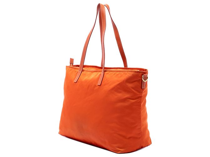 Sac satchel Prada en Tessuto avec garnitures en Saffiano Orange - vue 2