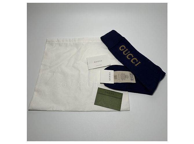 Gucci Blaue Stretch-Baumwollsocken mit Logo - Ansicht 2