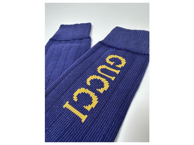 Gucci Blaue Stretch-Baumwollsocken mit Logo - Ansicht 3