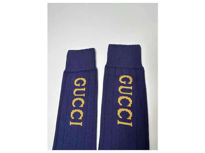 Gucci Blaue Stretch-Baumwollsocken mit Logo - Ansicht 4