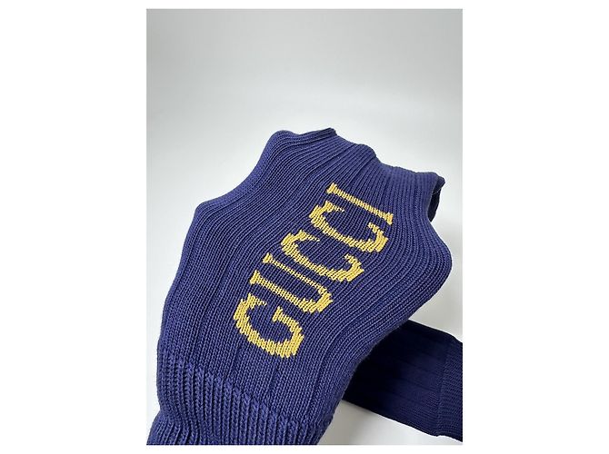 Gucci Blaue Stretch-Baumwollsocken mit Logo - Ansicht 5